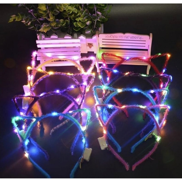 10 PACK LED Cat Ear Headbands Mix Colors 7100A