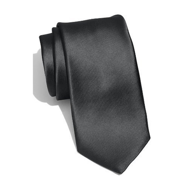 Black 3.75" Wide Standard Satin Tie 6826