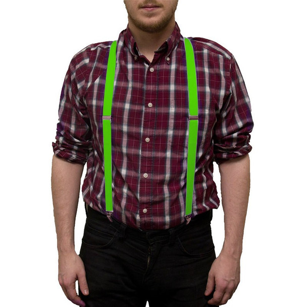 Lime Green Suspenders Elastic Clip On 1284