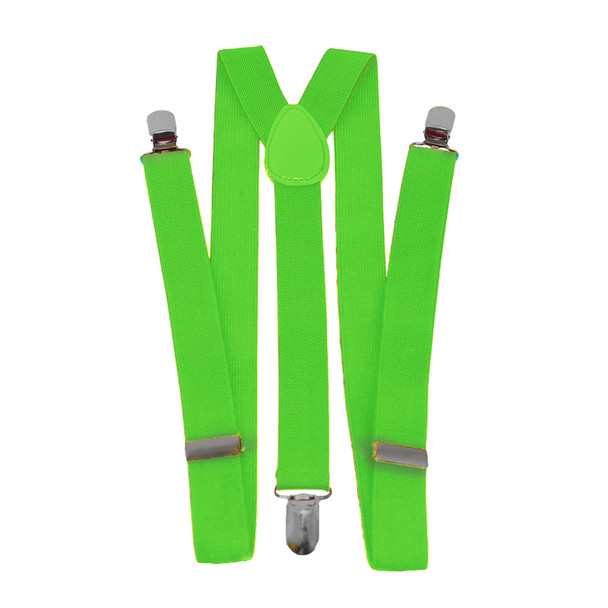 Lime Green Suspenders Elastic Clip On 1284