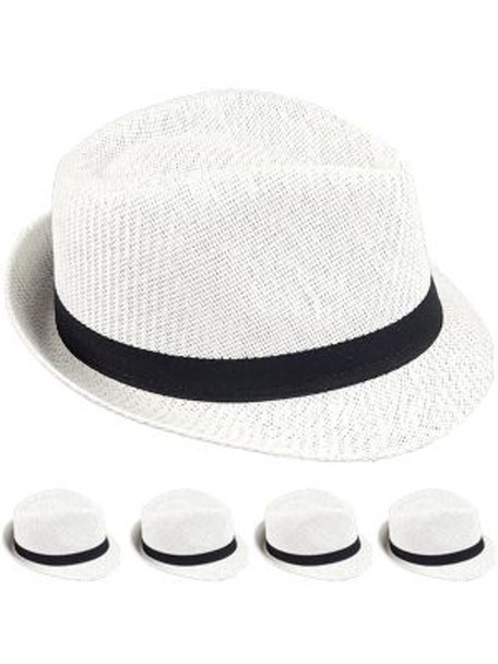 12 PACK White Fedora Gangster Cuban Tweed Adult Size 1314