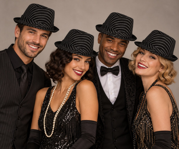  Pinstripe Gangster Fedora Hats  Adult 1317
