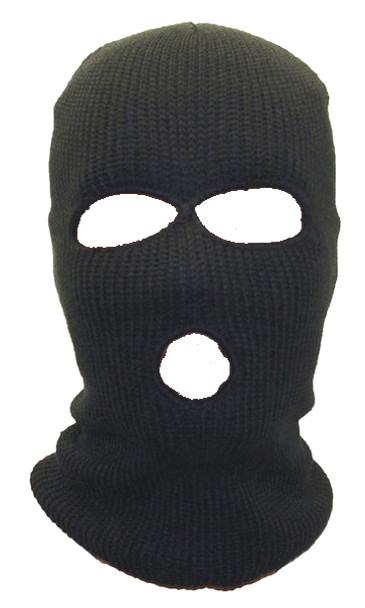 Three Hole Knit Ski Mask - Black 3056