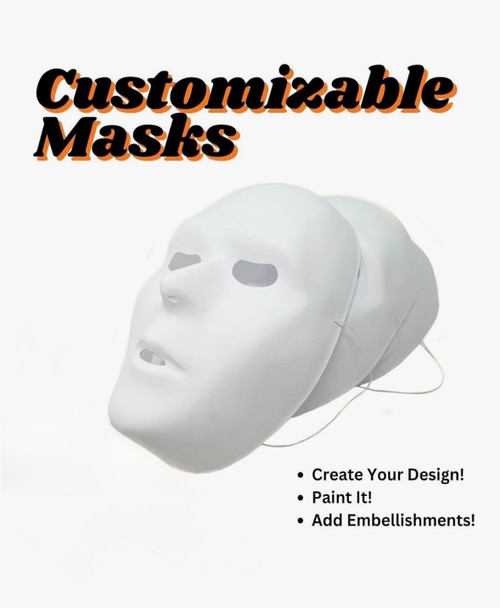 White Create Your Own Mask  Adult w/ String One Size Firs All 1661
