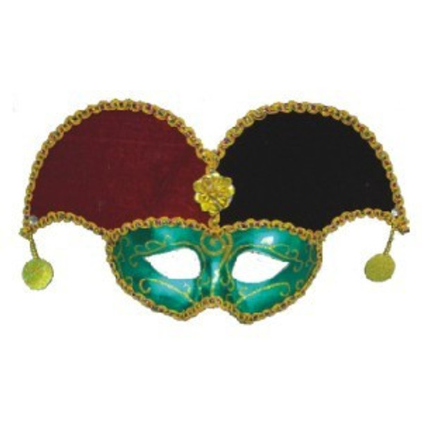 Deluxe Jester Mardi Gras Mask with Gold Trim 1831