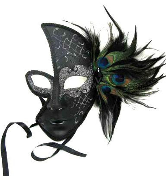 Venetian Mask with Sparkles and Peacock Feathers 1845