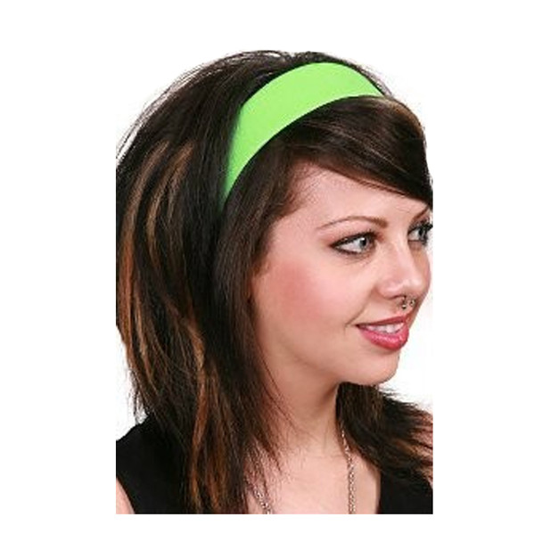 80's Neon Green Satin Headband 16 PACK 6669