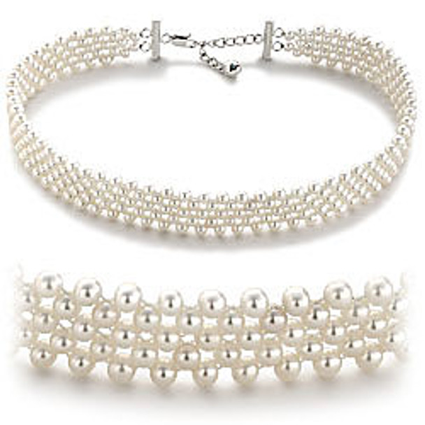 Pearl Choker with Silver Accents 1714