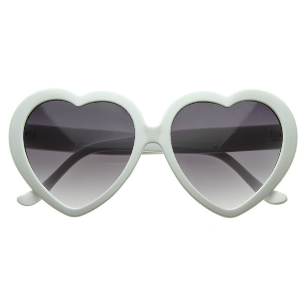 White Heart Shape Sunglasses Adult 100% UV Superior Quality 1016