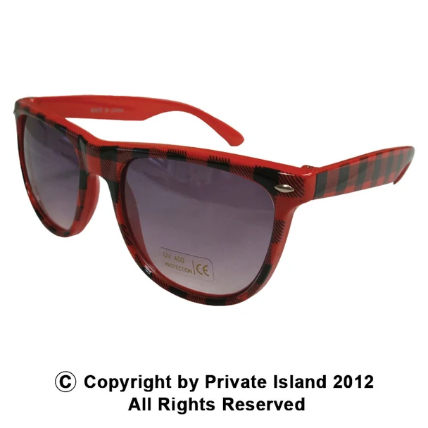 Red Buffalo Checker Vintage 80 Style Sunglasses With Iconics 1067