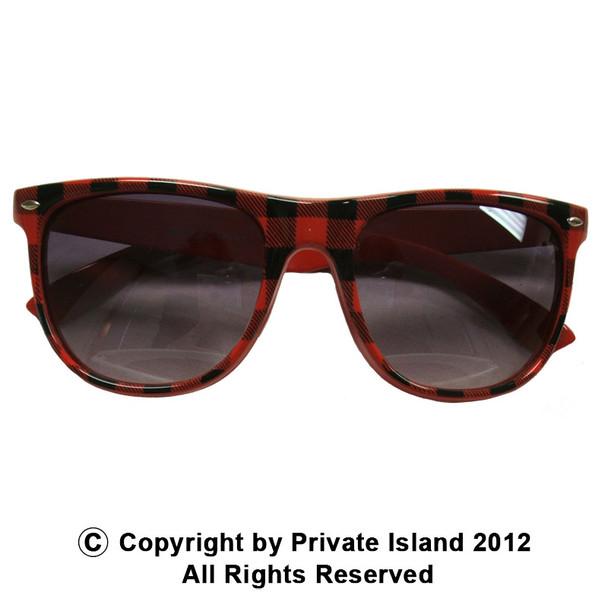 Red Buffalo Checker Vintage 80 Style Sunglasses With Iconics 1067