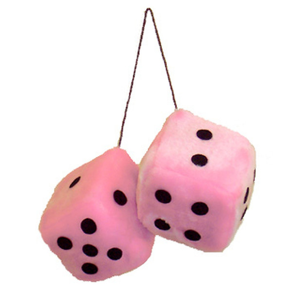 Pink Fuzzy Dice on String 3"  1657