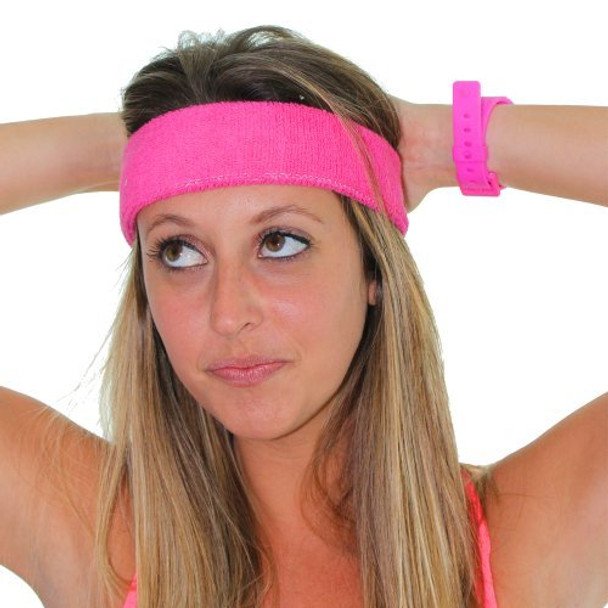 Neon Pink Terry Terry Cloth Sweatband/Headband 3095