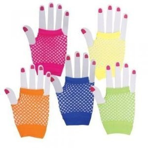 Fishnet Gloves Short Mix Colors 12 PACK 1235a