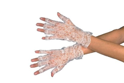PAIR Bridesmaid Wedding Sexy Fingerless Lace Gloves White 5055