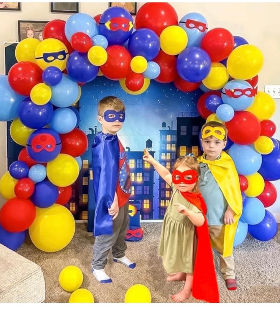 Kids Superhero Cape & Mask Set Assorted Colors 