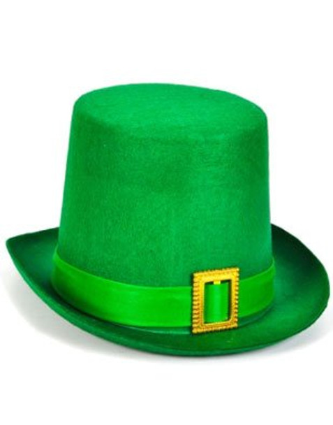 Green Felt Top Hat with Buckle Leprechaun Hat St Patricks 5856