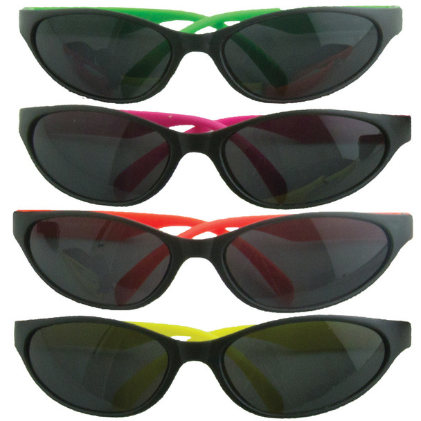 KIDS 12 Pack Wrap Around Neon Party Sunglasses Assorted Colors 1129