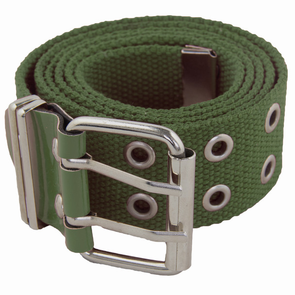 Olive Canvas Two Hole Silver Grommet Belt 2284-2287