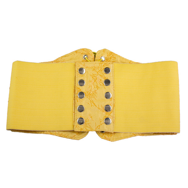 Ultra Wide Yellow Patent Leather Stretch Cinch Belt 2724