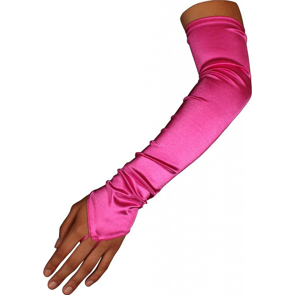 12 PACK Hot Pink Satin Gauntlet Fingerless Gloves 5087