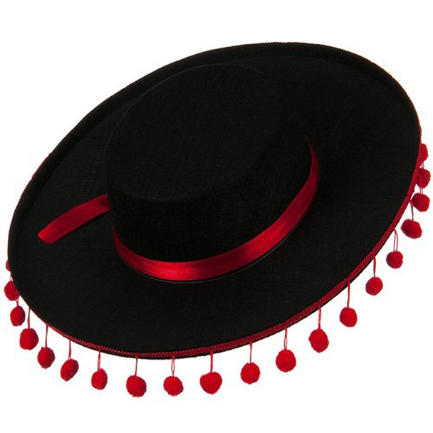 12 PACK Theatrical Quality Spanish Hat with Red Ball Fringe 5942