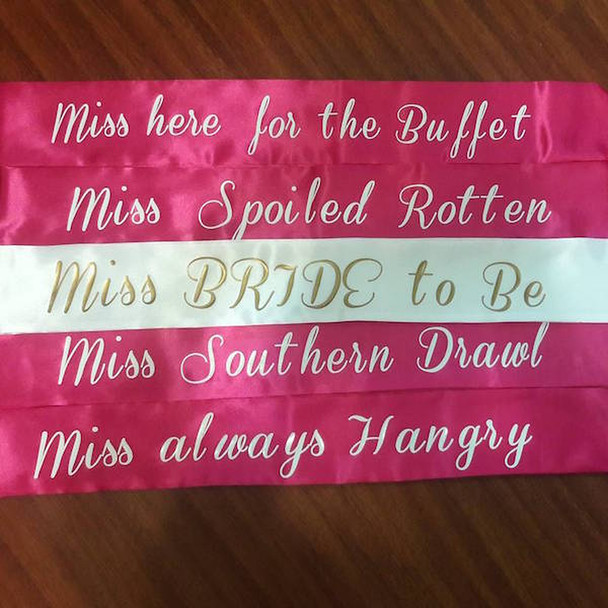 Customized Wedding Sashes Pageant  White Satin Quality Sashes 60" 6853