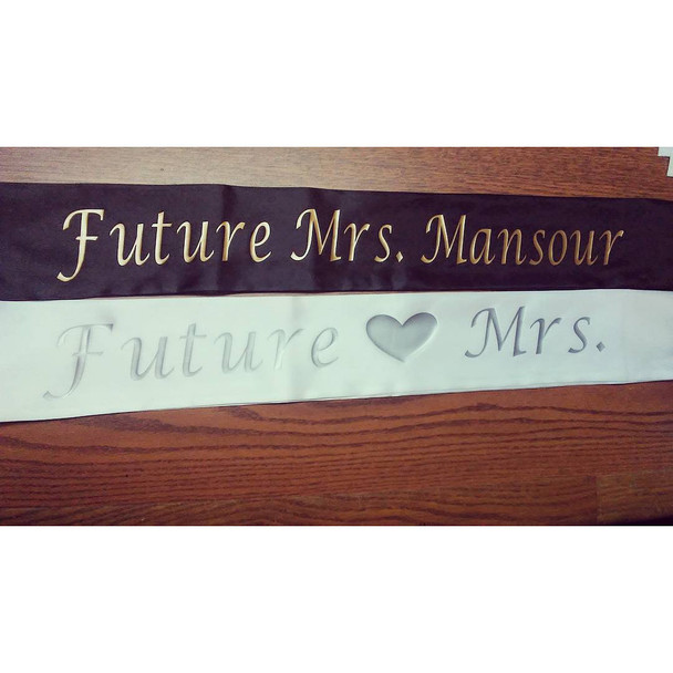 Customized Wedding Sashes Pageant  White Satin Quality Sashes 60" 6853