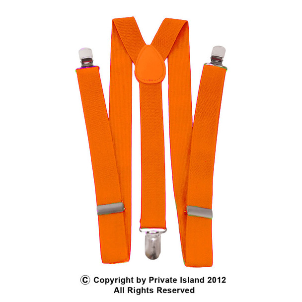 Orange Suspenders Clip On Elastic 1282