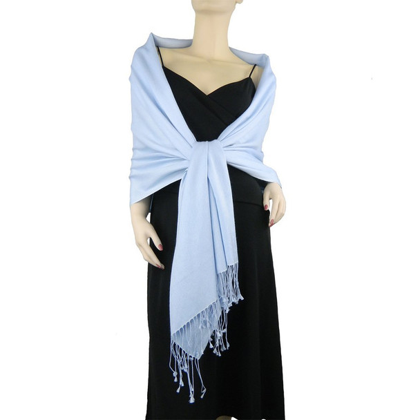 Light Blue Pashmina Scarf Shawl 100% Fine Wool Mix  20+ COLORS 28" x 78" 2124