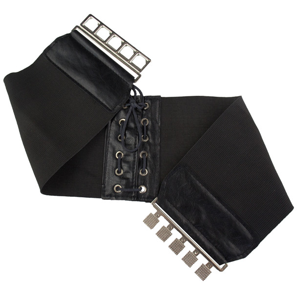 Corset Cinch Belt Black Elastic Stretch 4.5" Wide 2202