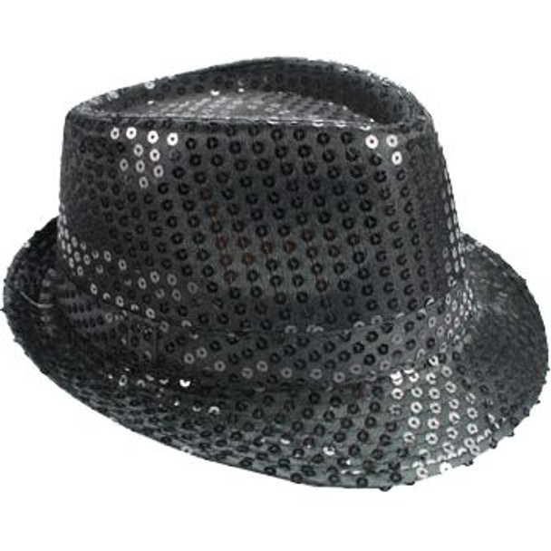 Black Sequin Fedora Hat 5910