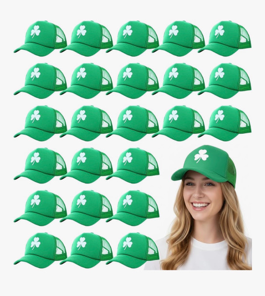 St. Patricks Day Shamrock Cap White & Green 5960