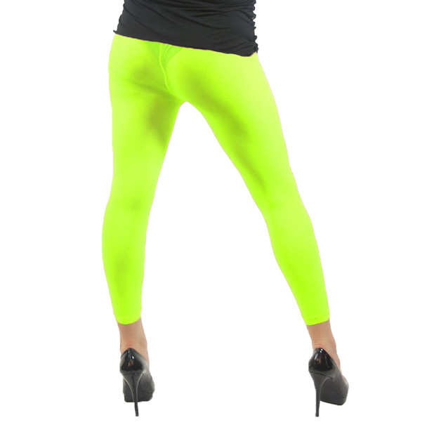 Neon Yellow Footless Leggings 8087