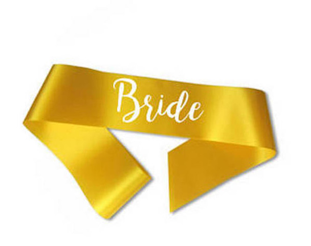 Custom Pageant Wedding Gold Satin Sashes 60" 6855 (Fonts in Picture Gallery)