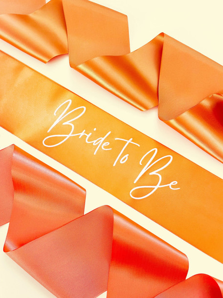 Custom Pageant Wedding Orange Satin Sashes 60" 6857 (Fonts in Picture Gallery)