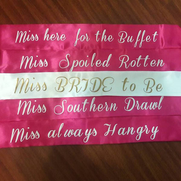 Custom Pageant Wedding Light Pink Satin Sashes Satin Quality 60" 6858 (Fonts in Picture Gallery)