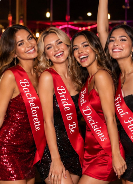 Custom Pageant Wedding Red Sashes Satin Quality  60" 6859 (Fonts in Picture Gallery)