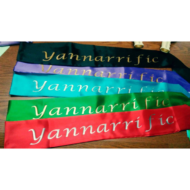 Custom Pageant Wedding Yellow Satin Sashes 60" 6861 (Fonts in Picture Gallery)