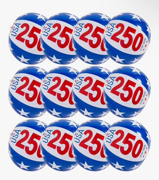12” Beach Balls Bulk 250th Anniversary USA Beach Balls 9137A