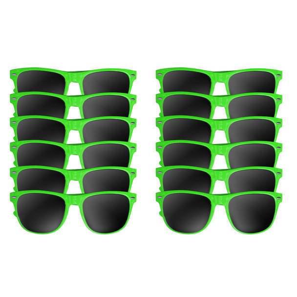 A dozen green wayfarer sunglasses