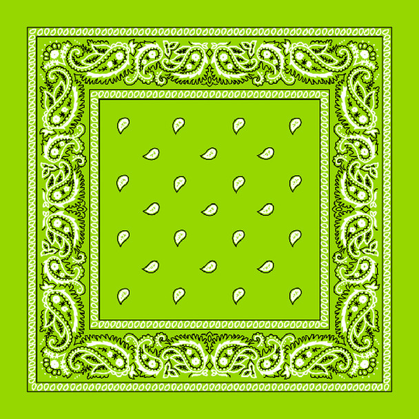 Lime Green Bandana 22" Square Standard 100% Cotton 12 PACK 1928D