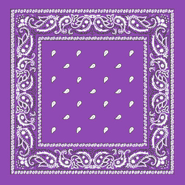 Purple Bandana 22" Square Standard 100% Cotton 12 PACK 1918D