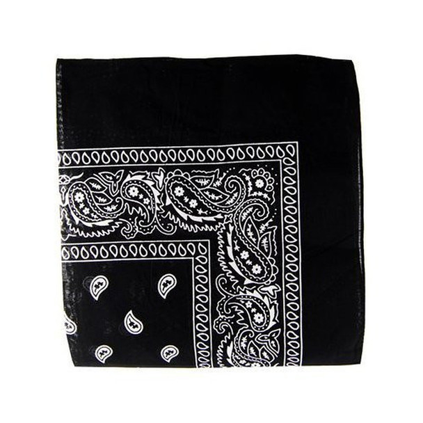 Black Bandana 22" Square Standard 100% Cotton 12 PACK 1911D