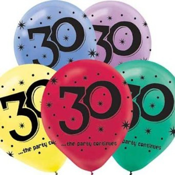 Birthday Balloons 30 Years The Party Continues Latex 3806