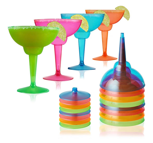 Plastic Margarita Glasses Bulk | Mixed  3836