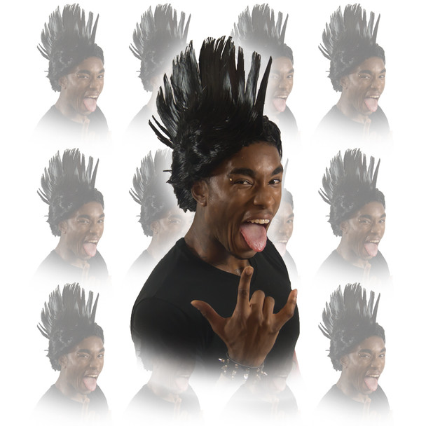 Black Mohawk Wig 12PK  6038D