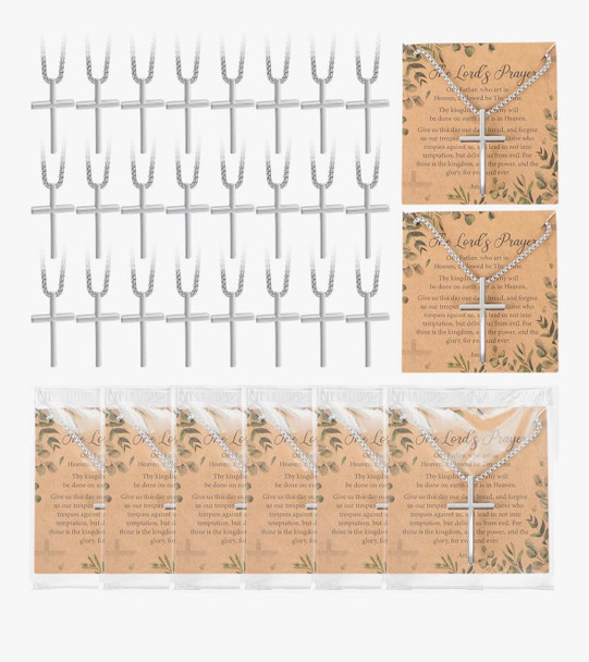 12 PACK  Wholesale Crosses | Cross Necklaces | Chrome 6562D 