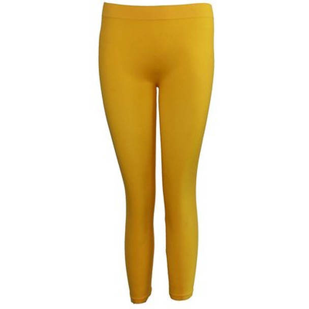 Premium Opaque Yellow Footless Leggings Cotton/Polyester  12 PACK 8095D