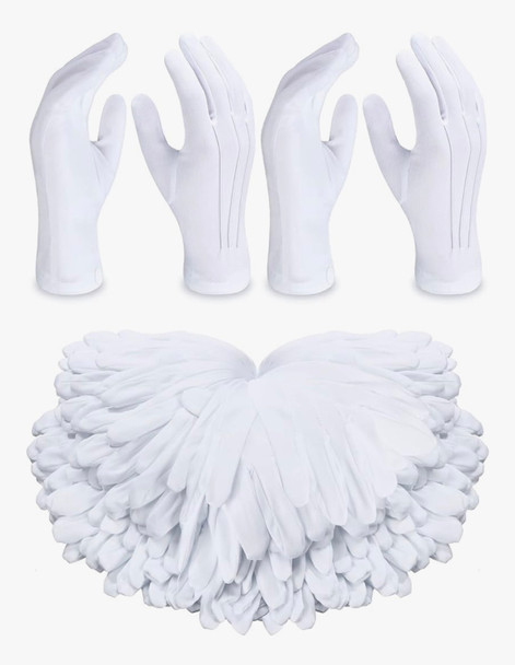 Parade Gloves White Stitched  w/ SNAPS Adult PAIR Standard 9” Men & Women 5020